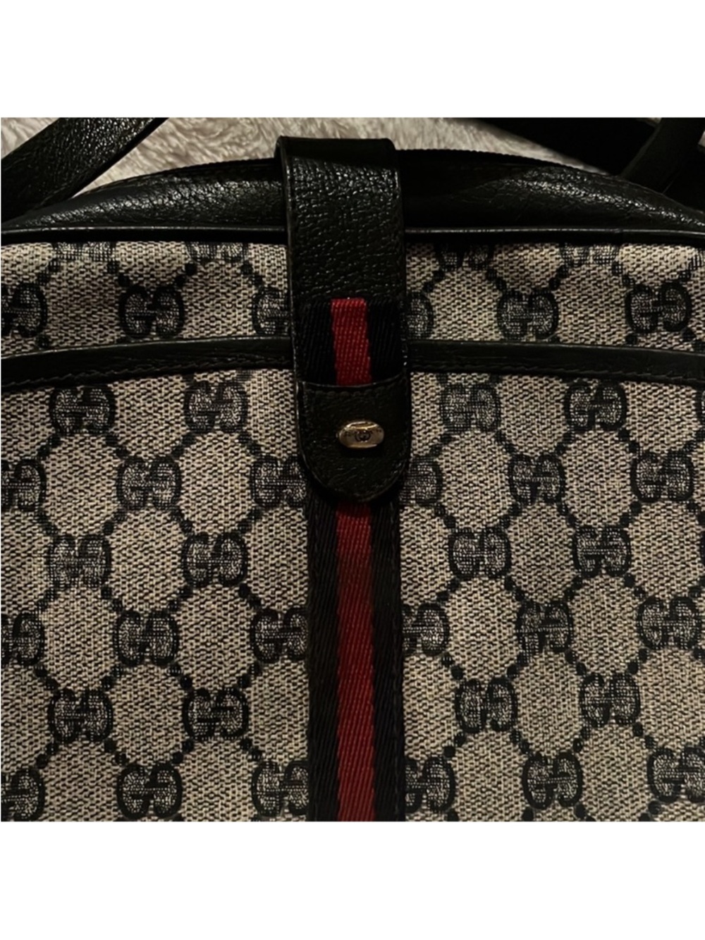 Gucci Black & Beige GG Canvas Crossbody with Red-Blue Web Stripe - Picture 5 of 6